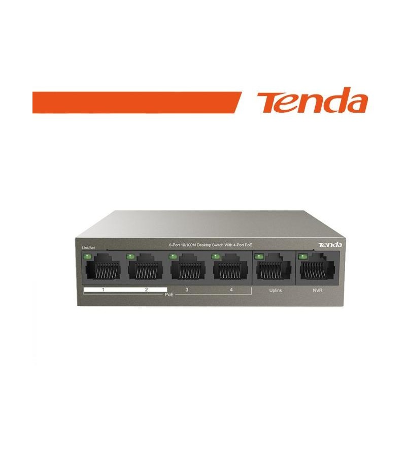 Tenda Switch Fast PoE - 5 porte (4 FE PoE + 2 FE) | TEF1106P-4-63W