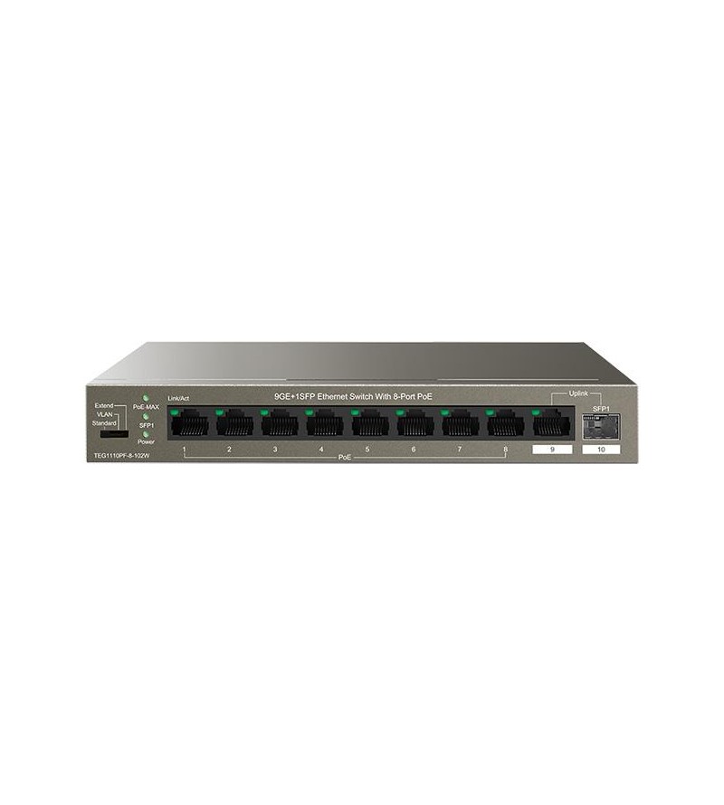 Tenda Switch Gigabit PoE - 10 porte (8 GE PoE + 2 GE) | TEG1110PF-8-102W