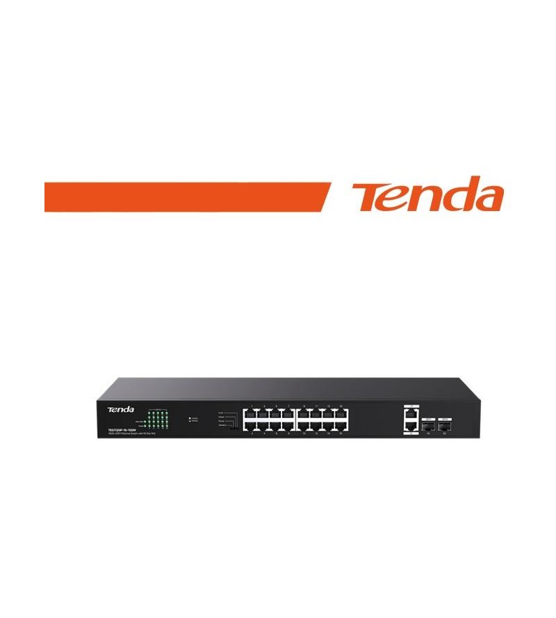 Tenda Switch Gigabit PoE - 20 porte (16 GE PoE + 2 GE + 2 SFP) | TEG1120P-16-150W