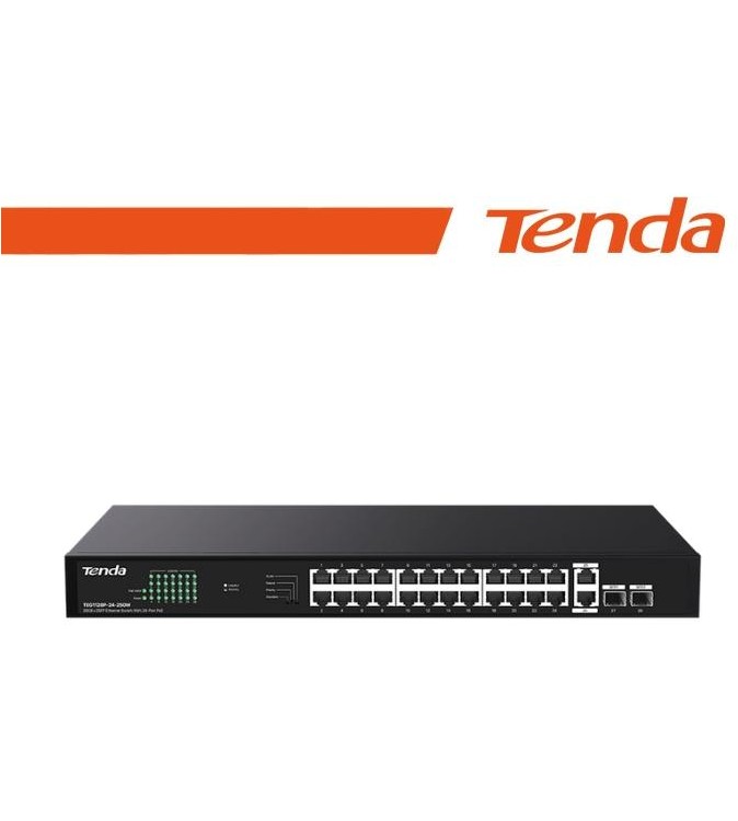 Tenda Switch Gigabit PoE - 28 porte (24 GE PoE + 2 GE + 2 SFP) | TEG1128P-24-250W