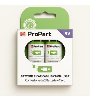 Batterie 9V Ricaricabili USB‑C 3700mWh – Confezione da 2