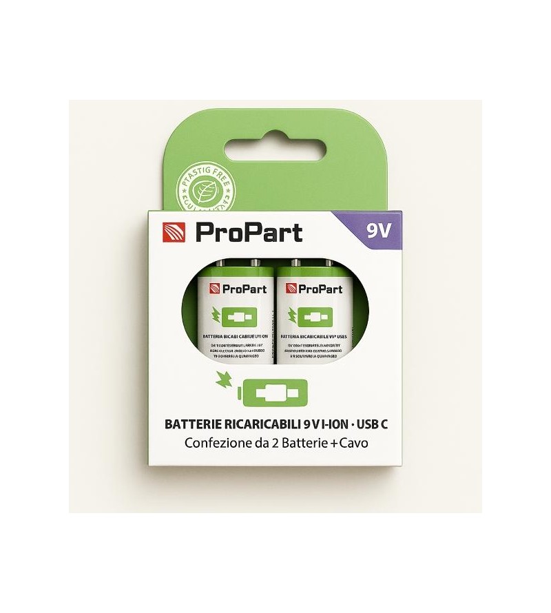 Batterie 9V Ricaricabili USB‑C 3700mWh – Confezione da 2