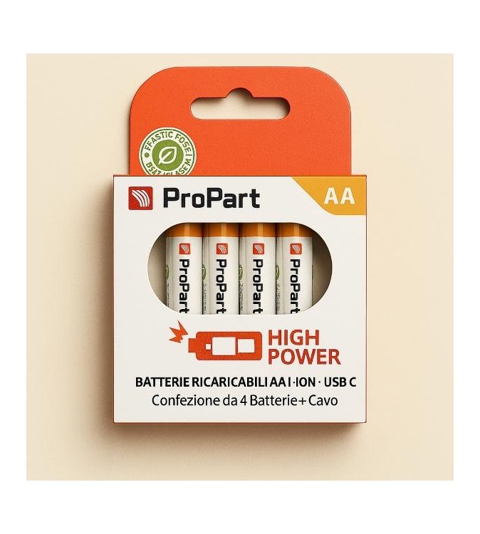 Batterie AA Ricaricabili USB‑C 1.5V 1750mAh – Confezione da 4