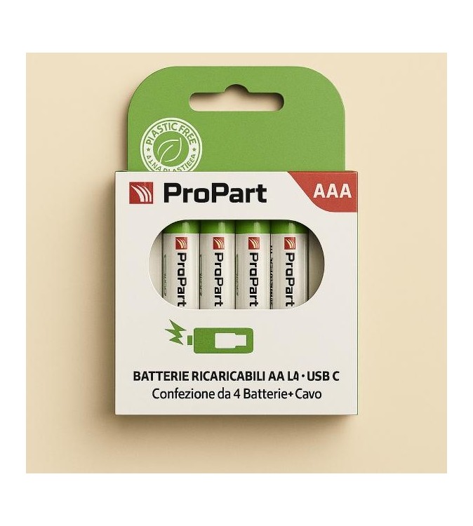 Batterie AAA Ricaricabili USB‑C 1.5V 356mAh – Confezione da 4
