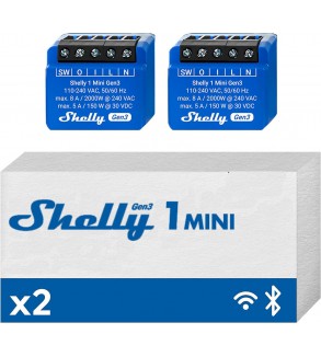 Shelly Mini 1 GEN3 2PACK- Smart Relay contatto pulito 8A AC/DC WiFi/BT/Matter