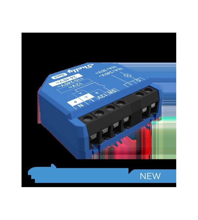 Shelly 1 Gen3 - Smart Relay contatto pulito 16A AC/DC WiFi/BT/Matter