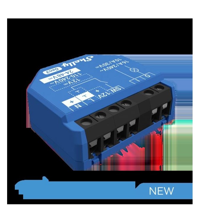 Shelly 1 Gen3 - Smart Relay contatto pulito 16A AC/DC WiFi/BT/Matter