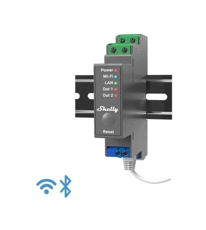 Shelly Pro 2 - IP Smart Relay contatto pulito DIN 2ch. LAN/WiFi/BT