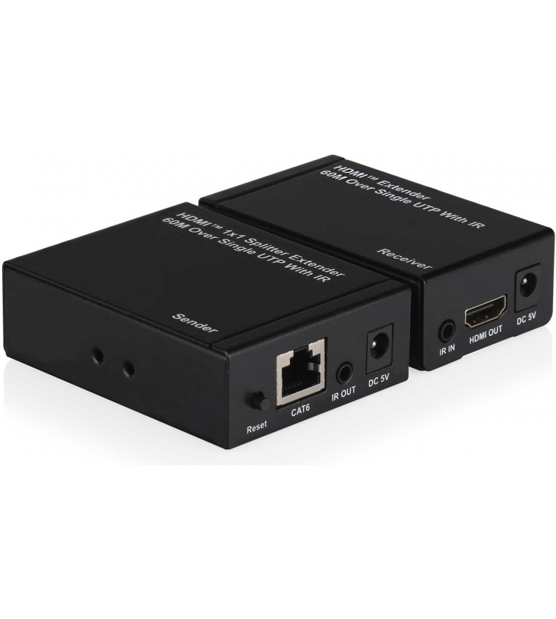Kit TX-RX Extender HDMI, 60MT UTP, 1080p@60Hz, POE, Loop-Out