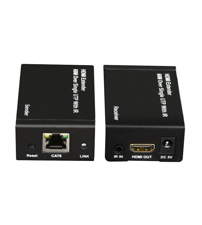 Kit TX-RX Extender HDMI, 60MT UTP, 1080p@60Hz, POE