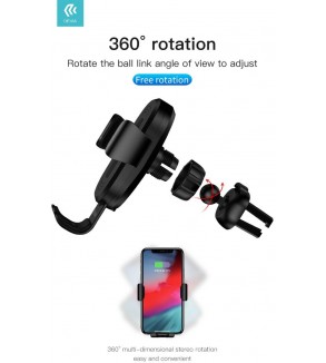 Supporto telefono gravità carica wireless 10W da presa aria