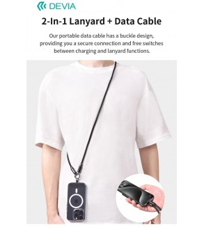 Cordino con Cavo Carica Tipo-C tracolla 1.2mt porta telefono Nero