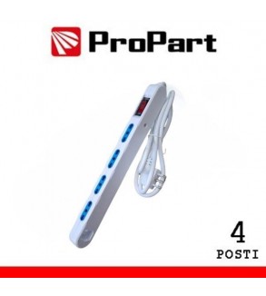 Multipresa Salvaspazio 4posti 2P+T bipasso con protez Spina 10A + interr
