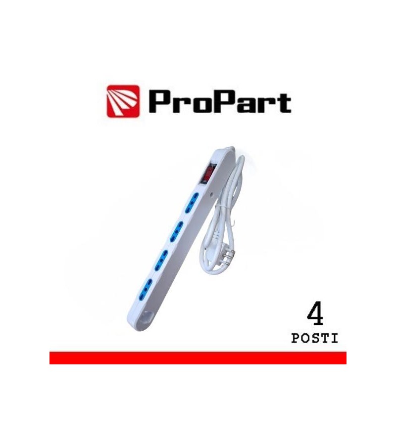 Multipresa Salvaspazio 4posti 2P+T bipasso con protez Spina 10A + interr