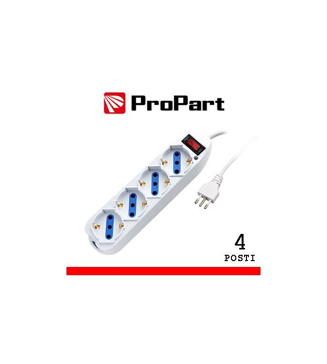 Multipresa 4pos bipasso/schuko spina10A +interr.
