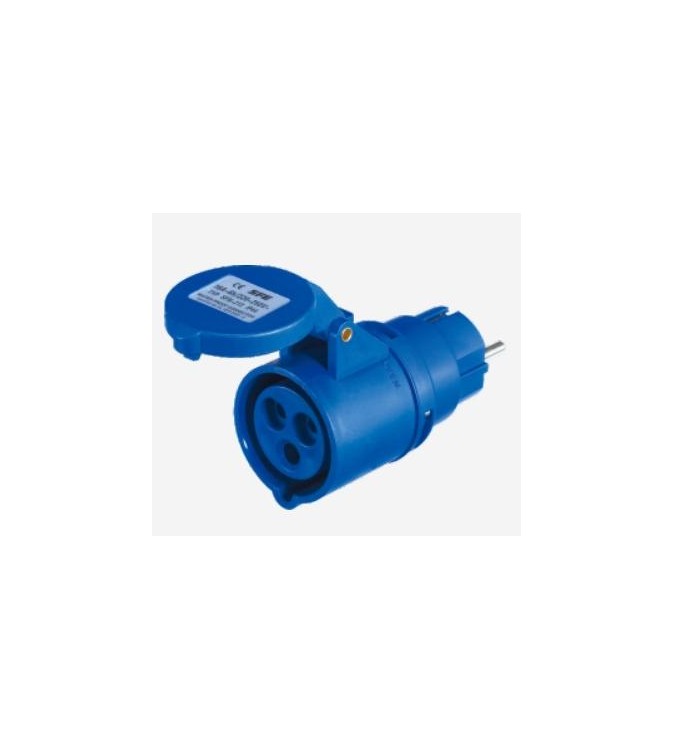 Adattatore Presa Indust. Spina Schuko 16A 2P+T 220-250V IP44