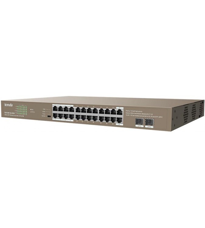 Tenda Switch Gigabit PoE - 26 porte (24 GE PoE + 2 GE) | TEG1126P-24-410W