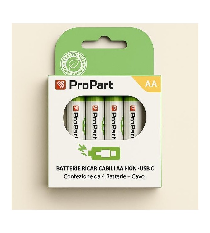 Batterie AA Ricaricabili USB‑C 1.5V 1250mAh - Confezione da 4