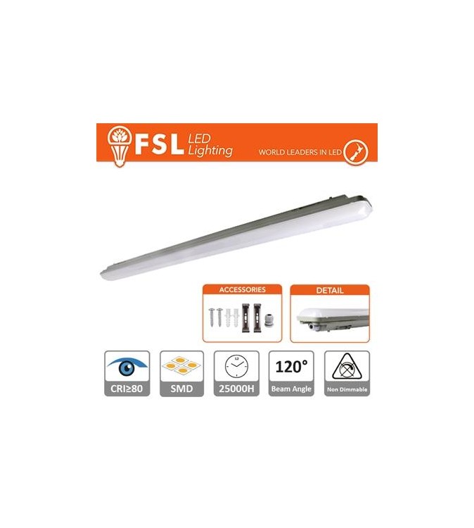 Plafoniera Stagna 36W - 4000K 3100LM 120º 1198x85x66mm IP65