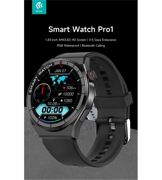 DEVIA Smart Watch Pro1 EM705 IP68 Display Amoled HD Nero