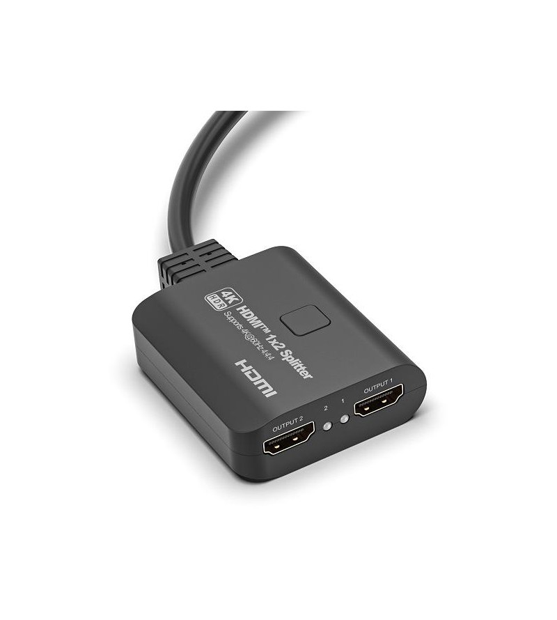 Splitter HDMI 1x2, 18G HDCP2.3, 4K@60Hz, Downscaler On-Off