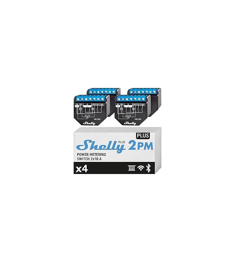 Shelly Plus 2PM - FOUR PACK Smart Relay Tapparelle 16A AC/DC WiFi + PM