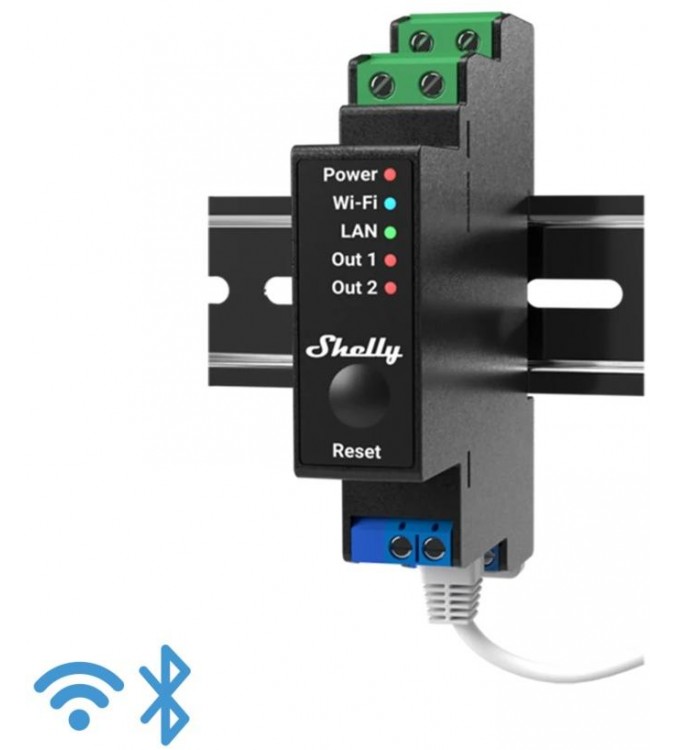 Shelly Pro 2PM - IP Smart Relay DIN 2ch. LAN/WiFi/BT + PM