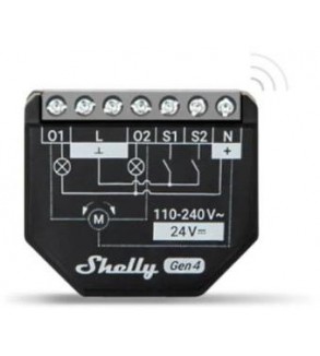 Shelly Plus 2PM Gen4 - Smart Relay Tapparelle 16A AC/DC WiFi/BT/Matter/Zigbe +PM