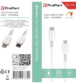 Cavo Lightning - Tipo-C 3A 1.5mt Carica Rapida e dati Bianco