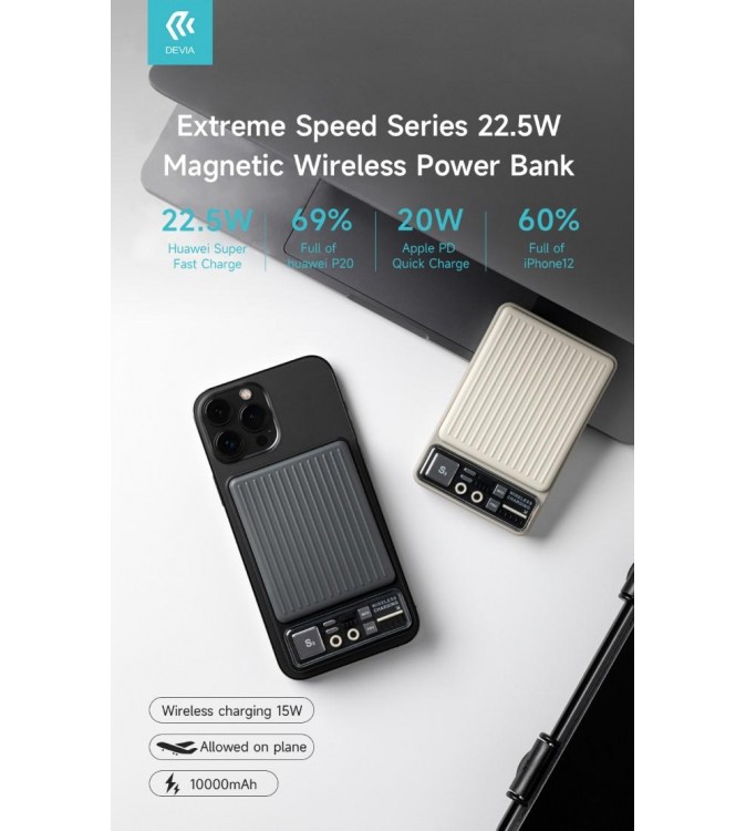 Power bank carica rapida 22.5w wireless magnetico 10.000mah