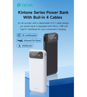 Power Bank serie Kintone con 4 cavi integrati 10000 mAh Nero