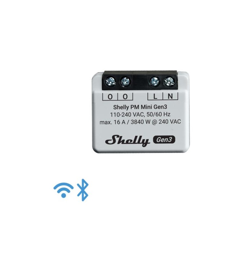 Shelly Mini PM Gen3 - Solo misurazione consumi Wi-FI/BT (no relay/no input) Gen3
