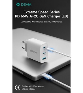 Carica batterie PD da 65 Watt GaN 2 uscite Tipo-C e una Usb A