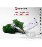Slim Carica Batterie 30W 2 Out USB A - USB C