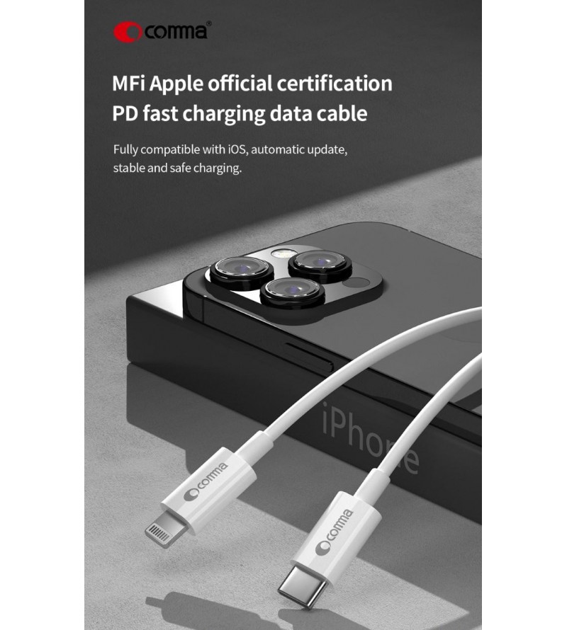 Cavo carica e dati 1,5m 3A Certific. MFI Tipo-C a Lightning