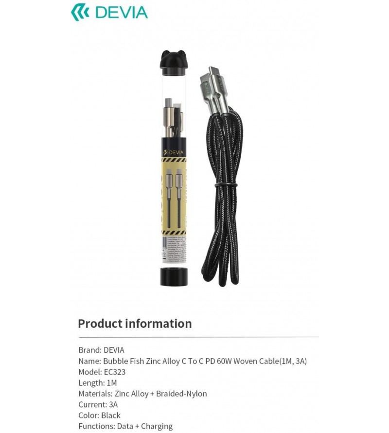 Cavo Bubble Fish Tipo-C - Tipo-C 60W PD in lega di zinco