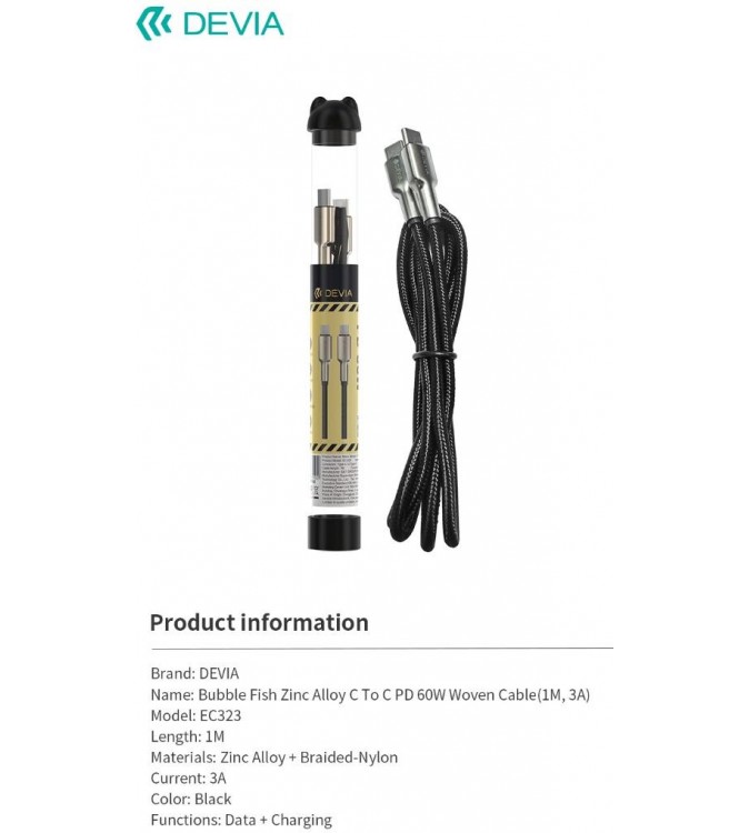 Cavo Bubble Fish Tipo-C - Tipo-C 60W PD in lega di zinco