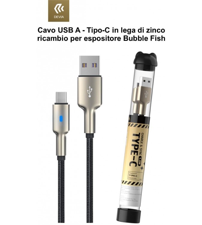 Cavo Usb A - Tipo-C in lega di zinco ricambio per espositore