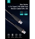 Cavo Intrecciato da C a C 60W 3A, 1,5 Metri Nero