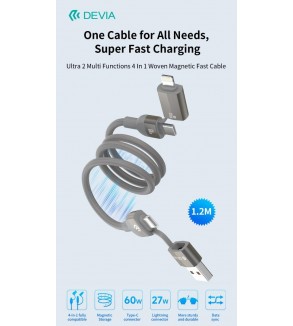 Cavo magnetico Ultra 2 intrecciato multifunzionale 4 in 1 Usb A-C-L