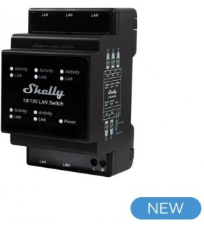 Shelly LAN Switch - Switch di rete DIN rail con 5 porte RJ45 ethernet