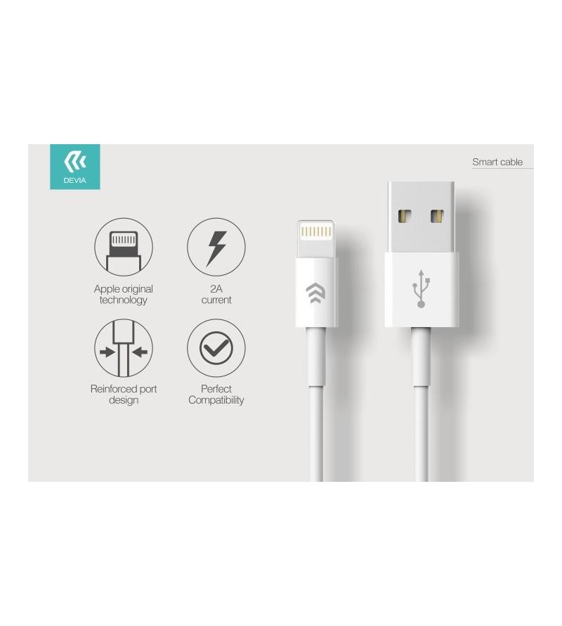 Cavo Dati Carica Lightning iPhone e iPad IOS 1 metro Bianco
