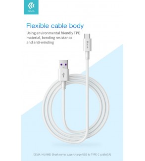 Cavo Carica rapida Type-C 5A Lunghezza 1,5 mt Bianco USB 3