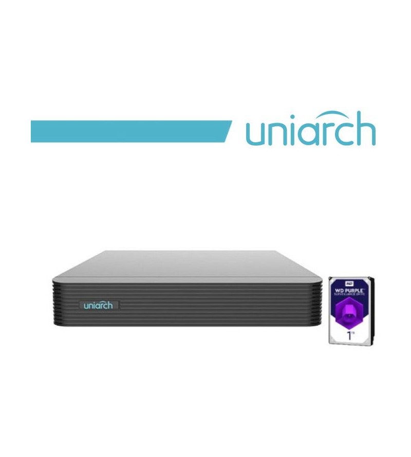NVR Uniarch 10 Canali 8 Megapixel, senza PoE,1 HardDisk 1TB