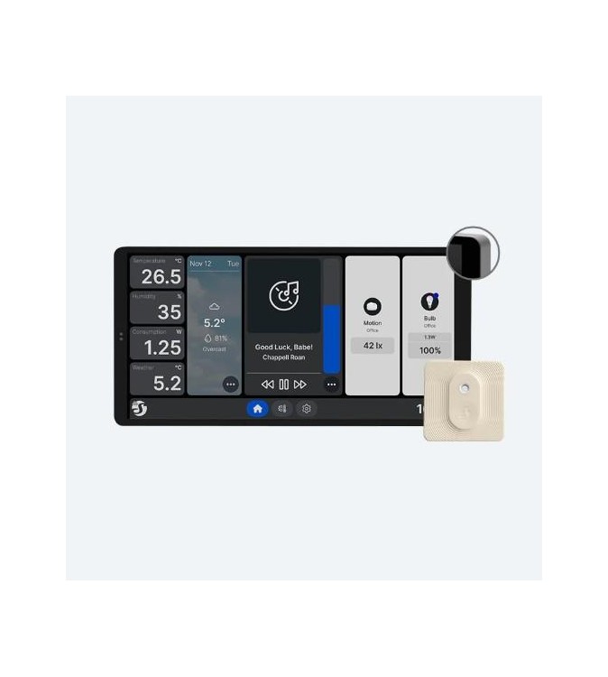 Shelly Pannello a muro grande Wall Display X2 Grigio + Sensore BLU H&T Avorio