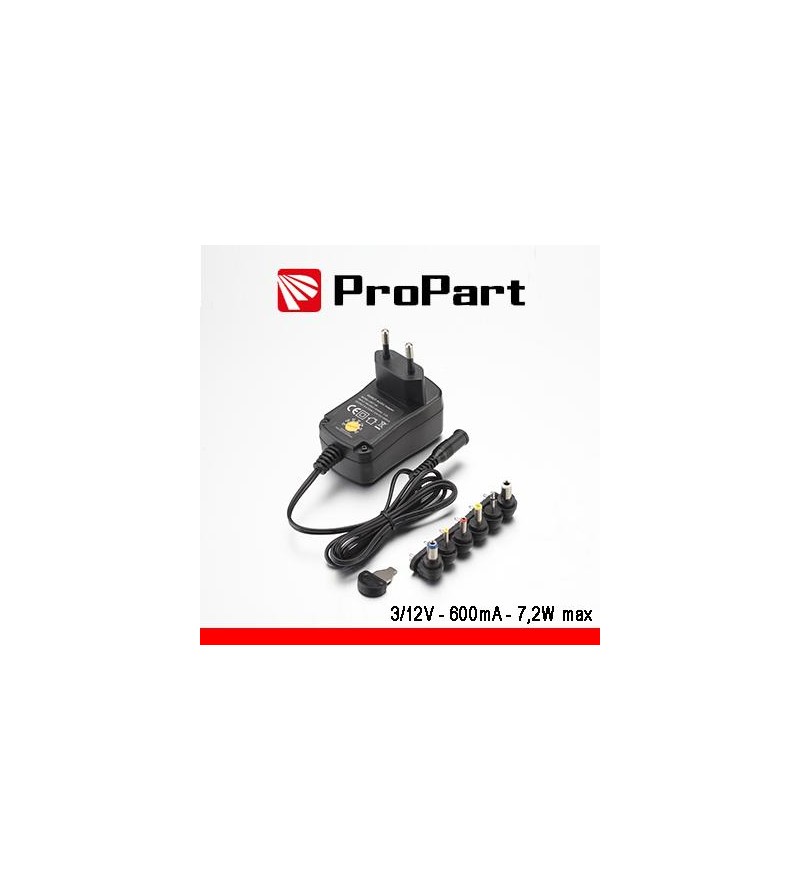 Alimentatore Switching Multitensione 3-12V 600mA 7.2W max
