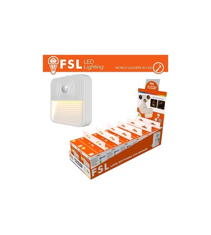 Luce notturna quadrata con sensore di movimento bispina con espositore