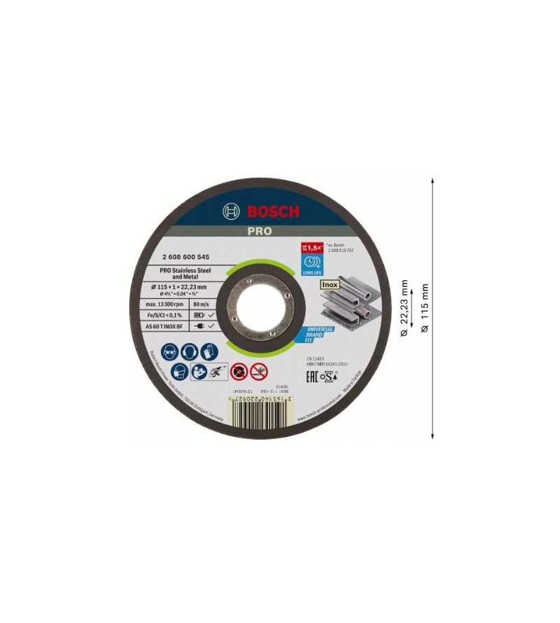 2608600545,Mola da taglio Expert for Inox piana Rapido  115x1 mm