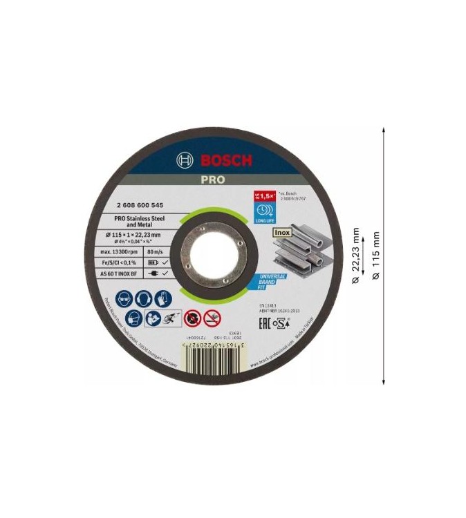 2608600545,Mola da taglio Expert for Inox piana Rapido  115x1 mm