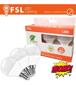 Lampada Mini Sfera E14: Confezione PROMO 3PACK - 6W 3000K